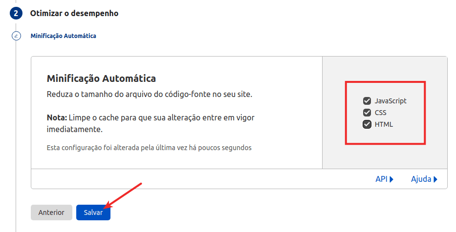 Configuração - Minificação automática